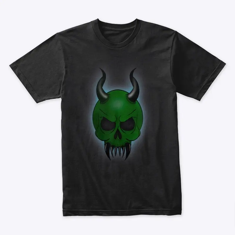 Scary Green Demon Skull